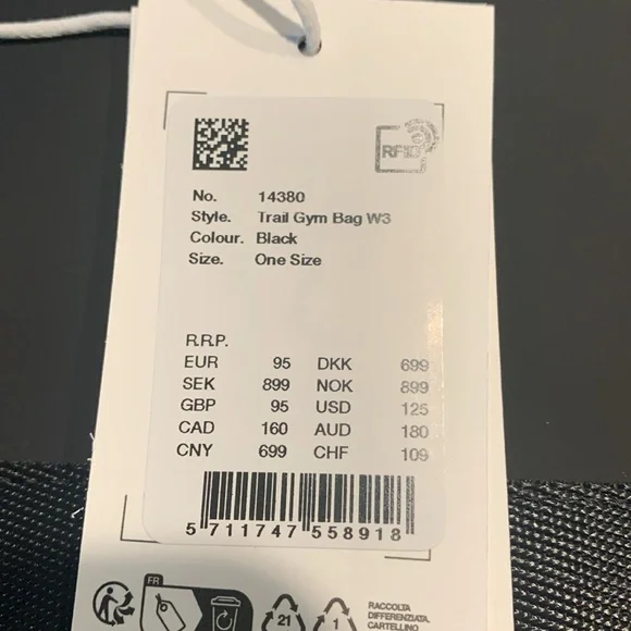 Rains Trail Gym Bag-Black Unisex - Picture 7 of 11